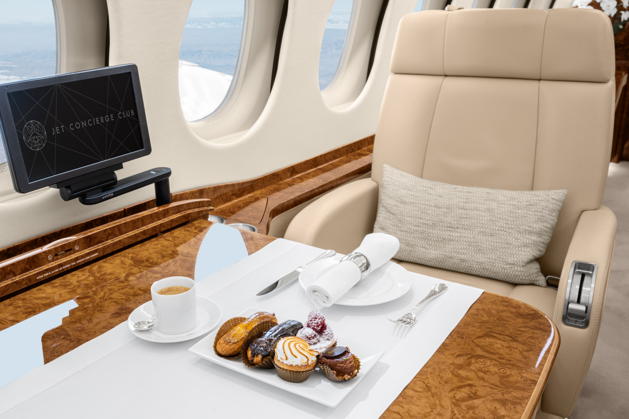 Photo of food on the Falcon 7x G-SPTX