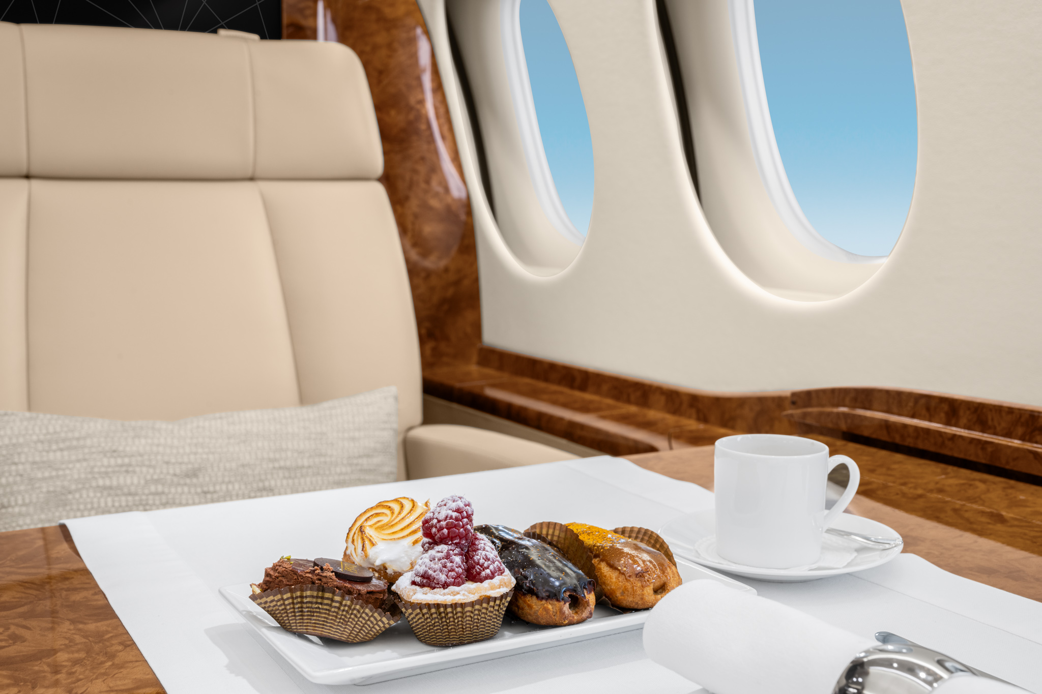 Photo of food on the Falcon 7x G-SPTX