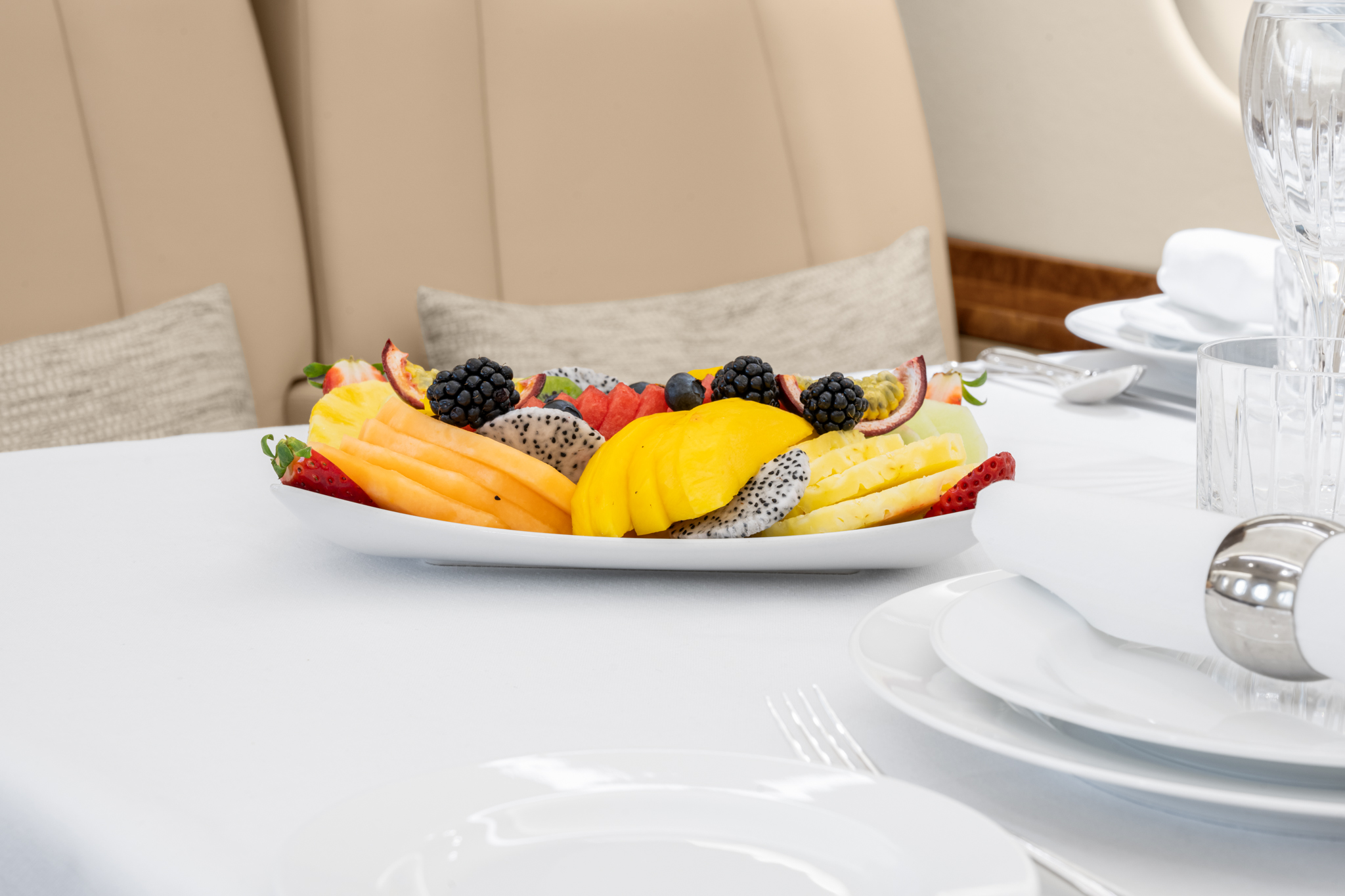 Photo of food on a Falcon 7x G-SPTX