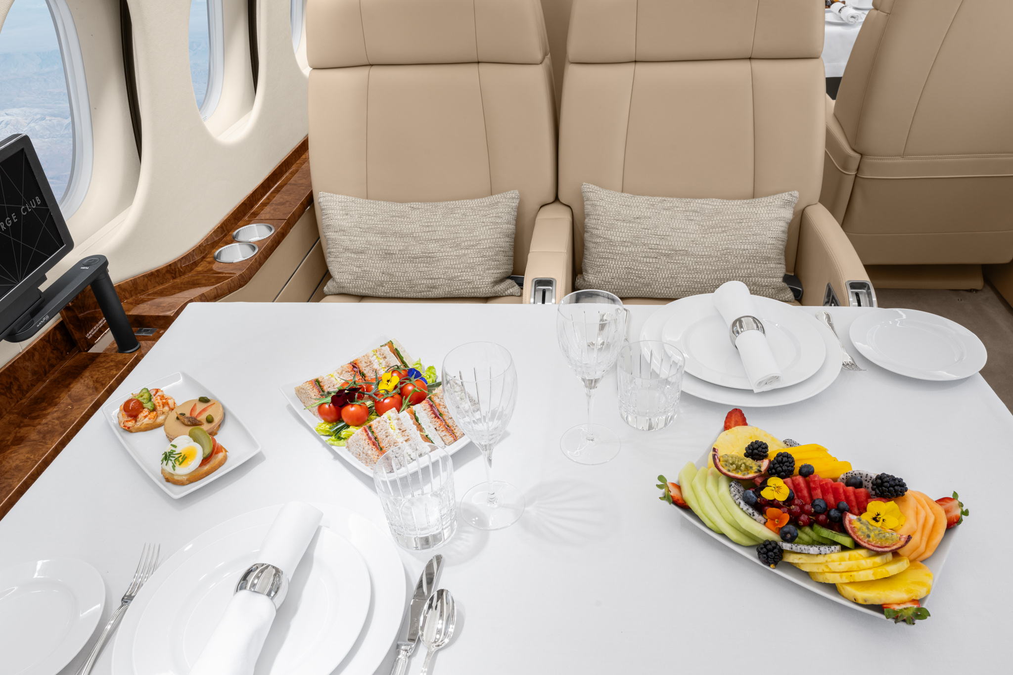 Photo of food on a Falcon 7x G-SPTX